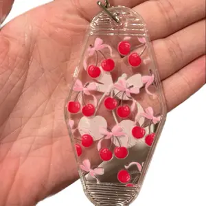 Berry Cherry Keychain - Transparent Design with Red Berries and Pink Accents for Stylish Accessory