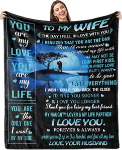 Gifts for Wife Blanket, Soft Comfortable Flannel, Wife Birthday Gifts from Husband, Christmas Birthday Gifts for Wife, Romantic Anniversary Wedding Gifts for Wife, Best Wife Ever Gifts