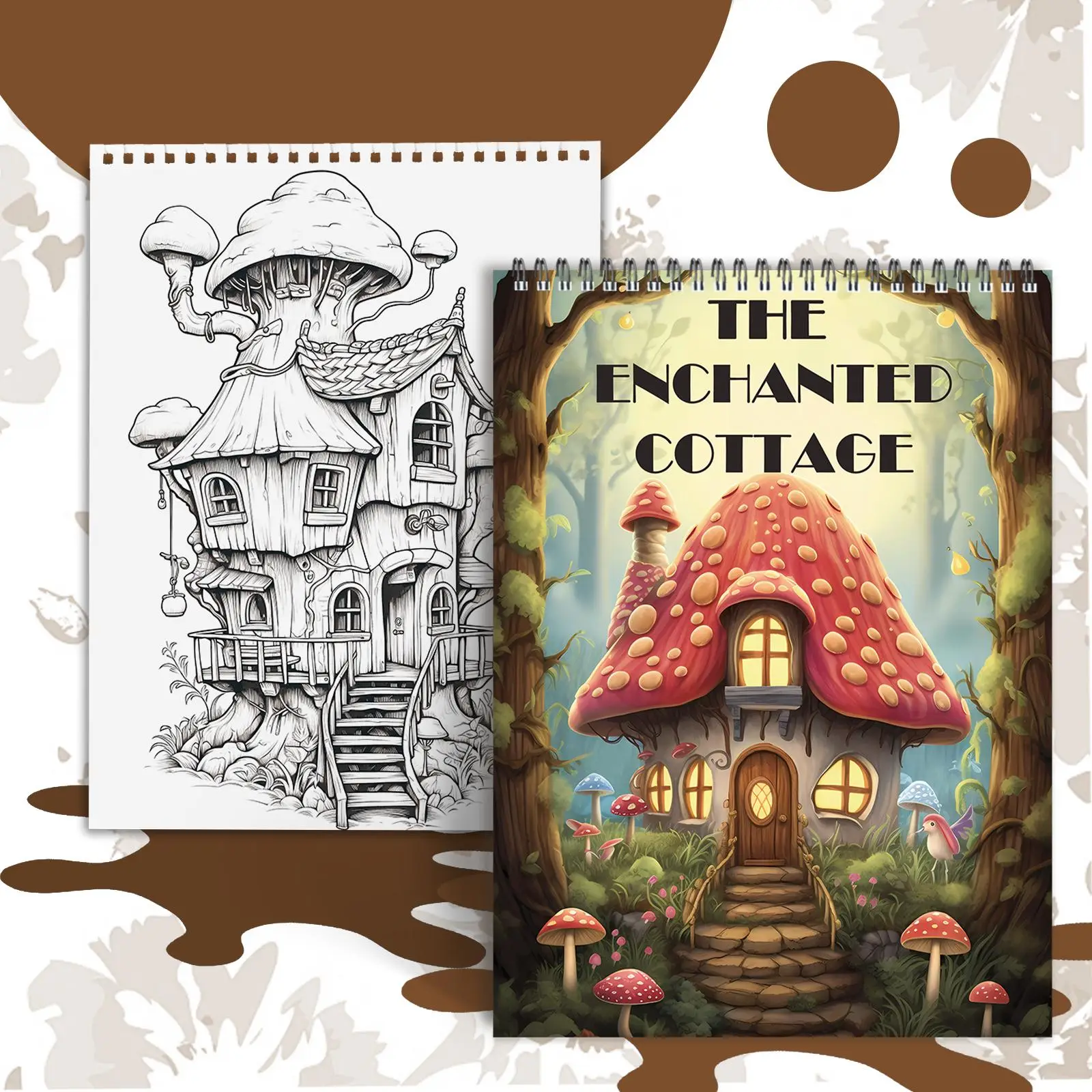 Magic House Theme Coloring Painting, 11.22 X 8.27 Inches, Mysterious Charming Magic House, 36 Color Pencils, Valentine's Day Perfect Gifts