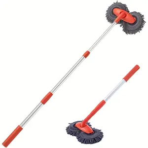 Extendable Car Wash Brush with Microfiber Chenille Head — Scratch-Free 360° Swivel Car Cleaning Brush, Telescopic Pole (24"-48") for Car, SUV, Truck, RV Detailing, Paint Safe, Quick-Dry Microfiber