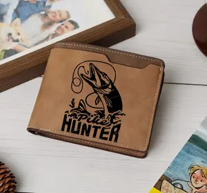 Pike Hunter Personalized Fishing Wallet, Anglers, pike fish, fishing lovers, outdoor adventurers, Gift, nature enthusiasts, Hunter Craft leather wallet,Slim Wallet,Minimalist,Men’s Wallet,Card Holder,Trendy 2025,Luxury