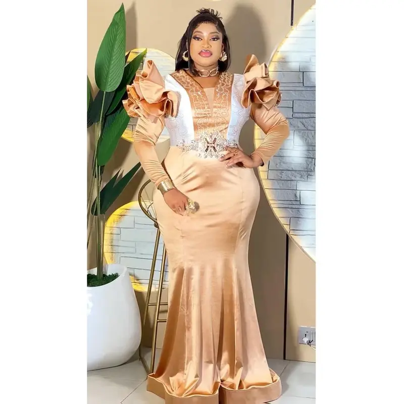 gold plus size dress for wedding Ladivine CD721C Embellished Corset Gown with Glitter A-Line Skirt Navy / 22 main image 0