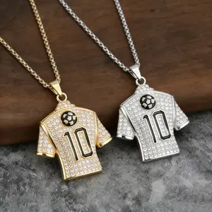 Personalized Trendy Football Number 10 Jersey World Cup Gold Plated Necklace Accessory