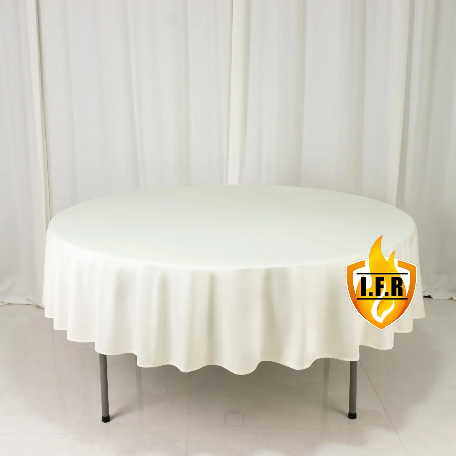 Fire Retardant 90" Round Scuba Polyester Tablecloth – Ivory, Wrinkle Free, Stain Resistant Table Cover