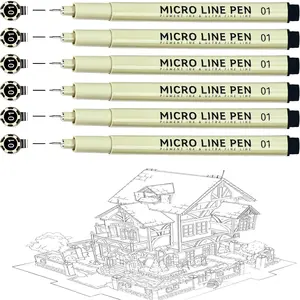 Fineliner Pens 6 count 0.25mm/Set, Ultra Fine Fineliner Pen, Water-based Black Pigment Ink, Drawing Journaling Doodling Supplies for Artists, Designers, Students