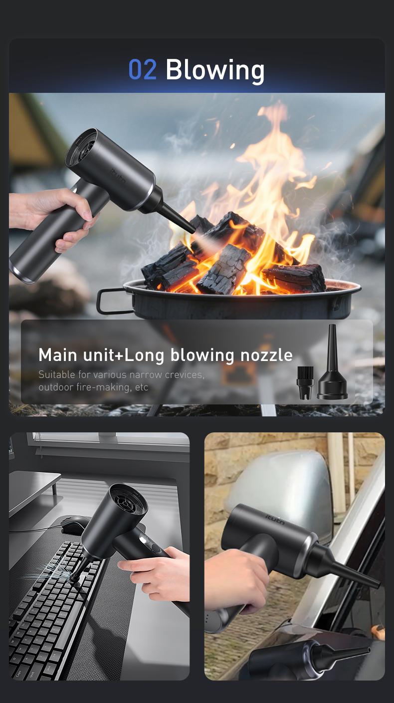 itutn car vacuum/blower M8, 5-in-1 Mini Vacuum Cleaner Cordless & Air Duster ,22000Pa Powerful Suction, Handheld Portable Vacuum For Car, Home, PC, Keyboard, Desk, Pet Hair Cleaning