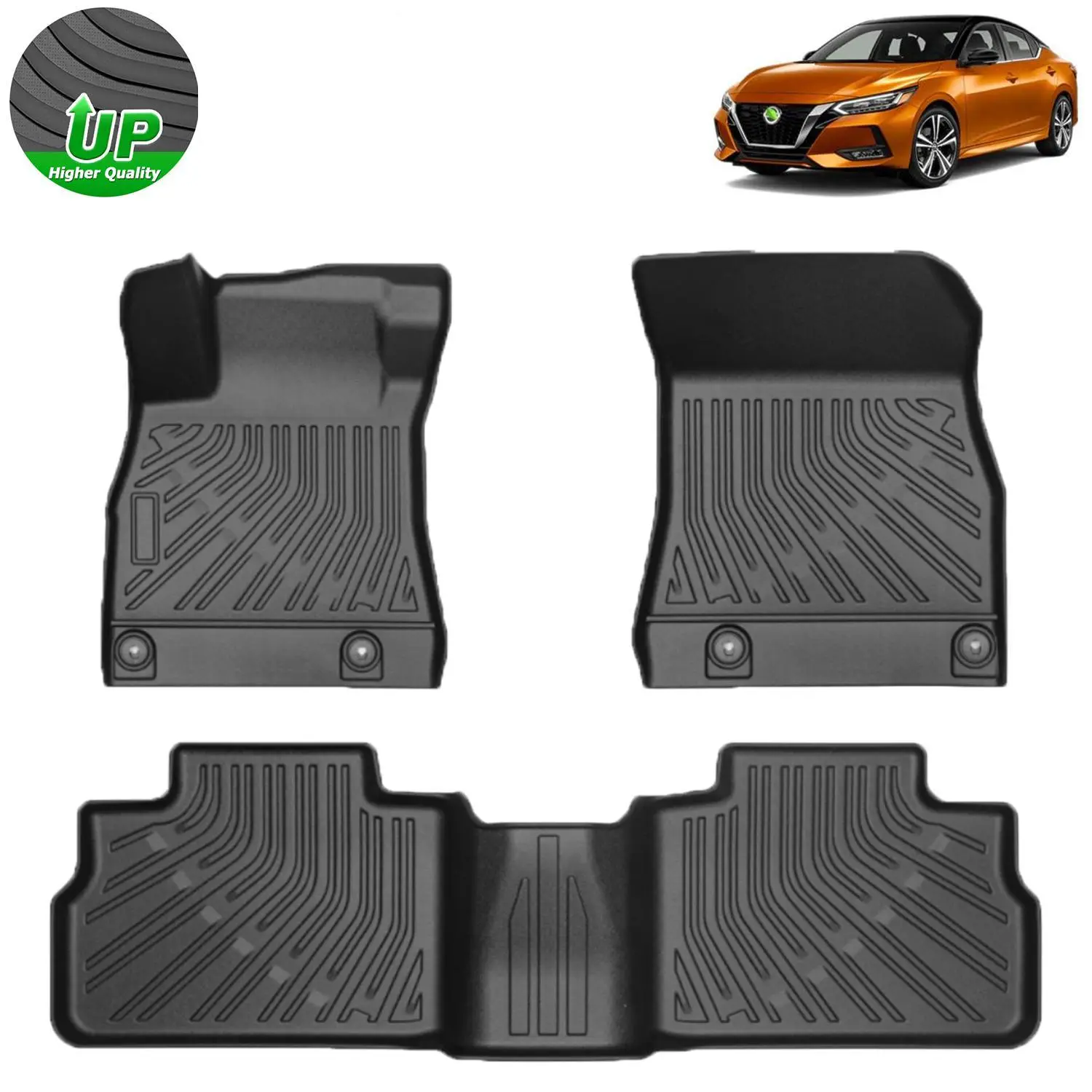 Custom Fit Floor Mats for 2020-2025 Nissan Sentra Accessories All Weather Floor Mat Liners 1st & 2nd Row Liner Black Non-Slip