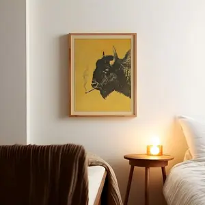 ChatGPT said:  Bison Smoking Cigarette Poster, Vintage Buffalo Wall Art, Funny Retro Whimsical Print, Cabin & Outdoor Decor, Hunter Illustration