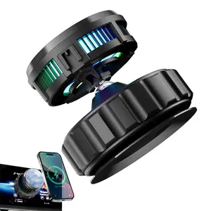 Vacuum Suction Magnetic Phone Holder Mount With Cooler, 360° Adjustable Auto Essentials Supplies Novelty Stuff Accessories A Movable Vacuum Suction Cup Car Phone Stand for Cars/Smooth Surface (Black)