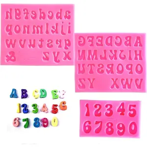 Letters Molds and Numbers Molds, Silicone Fondant Mold Chocolate Molds, 0-9 Number and 26 Letters Silicone Molds for Baking Desserts and Cake Decoration (3 pack) Birthday Tin