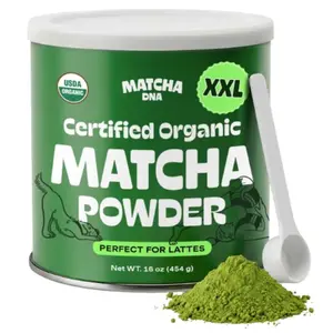 Organic Matcha Powder - XXL 16oz TIN – Matcha Green Tea -  Unsweetened No Additives - Everyday Green Macha Powder Tea for Lattes, Smoothies, Baking & Recipes