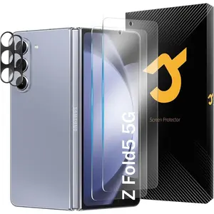 2 Pack for Galaxy Z Fold 5 Screen Protector Tempered Glass, 2 Pack Camera Lens Protector, Anti-Shock, Bubble Free, Case Friendly