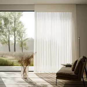 Large Pure Transparent Window Curtain Single Piece, Rod Pocket Design, Lightweight Breathable Fabric, Excellent Light Filtering Effect