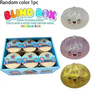 Colorful Smile Face Baozi Stress Relief Toy, Soft Slow Rebound Food Play, Anxiety Relief, Perfect Party Gift, Classroom Reward, Includes Steamer Basket