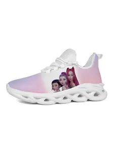 Exclusive Gradient Cartoon Sports Shoes with Unique Print, Fashionable K-Pop Design for Young Women, Comfortable Thick Sole for City Walking and Anime Events