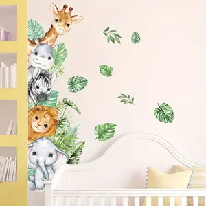 A wall sticker and Wall Decal with animals including giraffes, zebras, lions and elephants, suitable for bedroom, living room and home use as a simple decorative wall sticker, Wall Art Stickers - MS6285-ZY