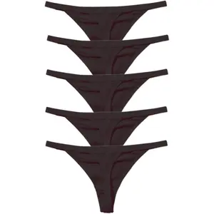 5 Pack Women's Black White Red Panties Cotton Spandex Thongs Underwear G-strings