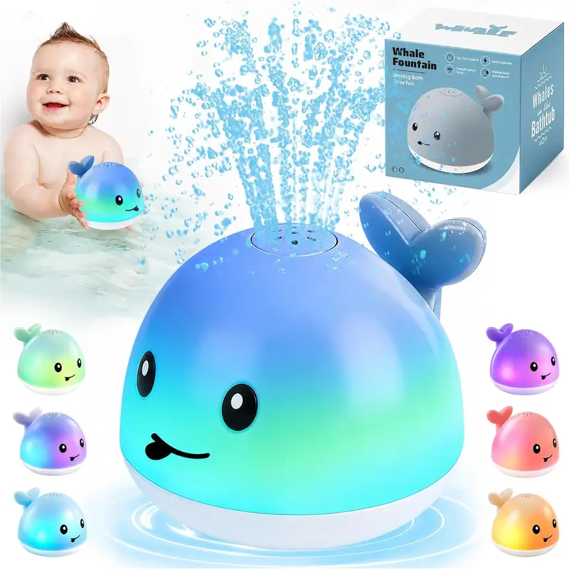 Light Up Bath Toys for Kids,Whale Bath Toy Sprinkler, Pool Water Table Toys, Whale Sprinkler Spray Water Pool Bathtub Toys,Fountain Bathtub Toys  Birthday Gifts,Summervibes