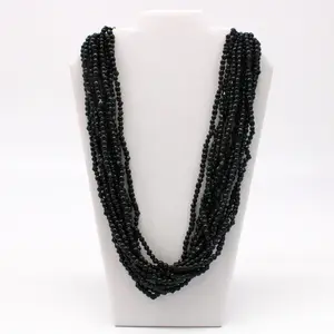 27" Black Glass Bead Necklace (Dozen)