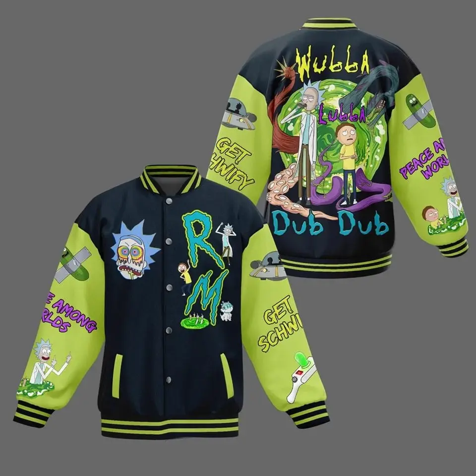 Rick And Rickandmorty Baseball Jacket, Baseball Football Jacket, Varsity Sportwear Style, Unisex Casual Look