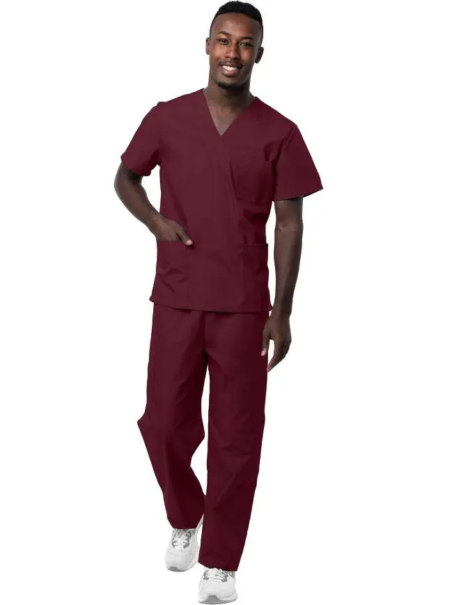Unisex V-Neck/Drawstring Pant Scrub Set
