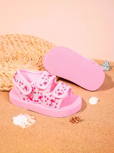 Girls' Summer Sandals, Flamingo Print, Cute & Versatile, Soft Comfortable Mesh Upper, Breathable Quick-Dry, Anti-Slip Sole, Beach Shoes
