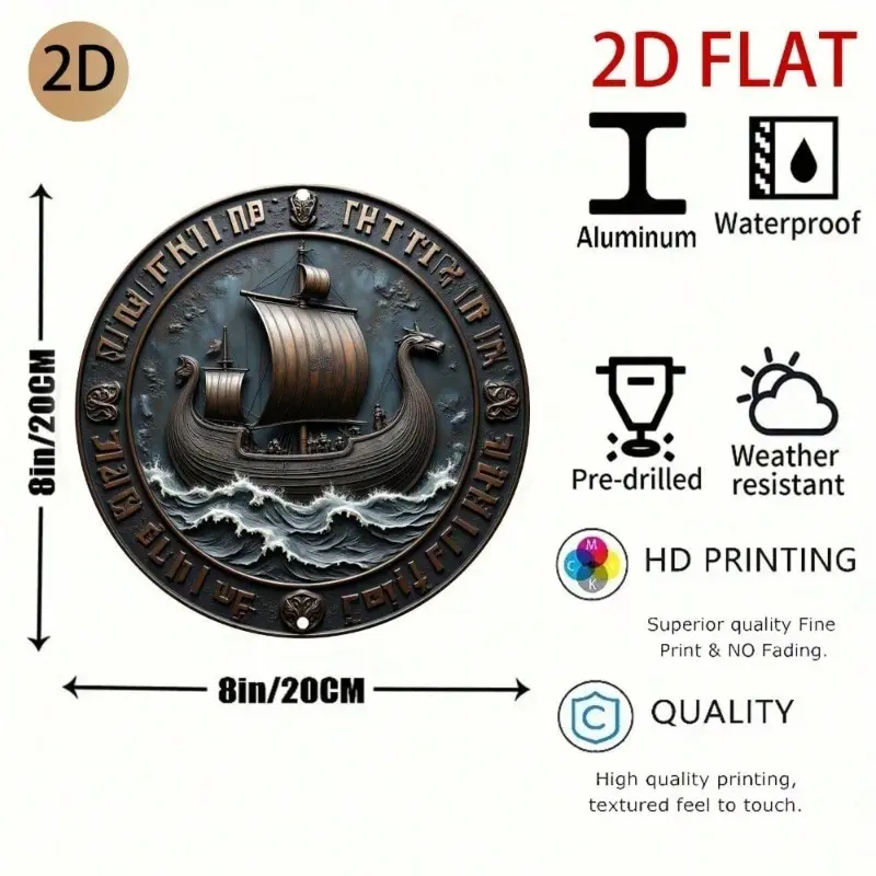 Vintage Aluminum Viking Ship 3D Wall Sculpture for Home Office Bar and Cafe Indoor Wall Art Decor Nordic Nautical Theme Gift