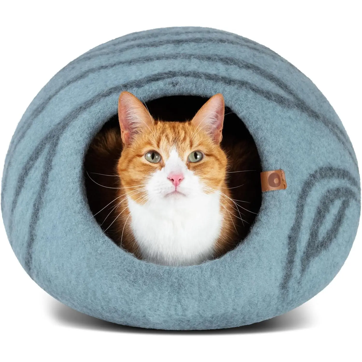 Cat Cave – Premium Felt Cat Bed for Indoor Cats, Handmade 100% Merino Wool (Light Shades) (Medium, Aquamarine)