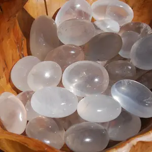 ONE Glowing Girasol Clear Quartz Crystal Palm Stone