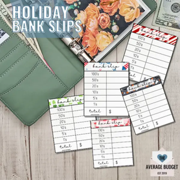 Holiday Bank Slips for Cash Withdrawal
