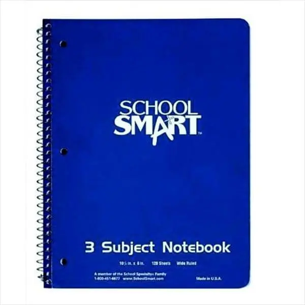 School Smart 085272 8 x 10.5 In. Sulphite 3-Hole Punched Non-Perforated Spiralbound Notebook- White- 180 Sheets