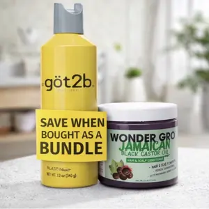 got2b Blasting Freeze Spray 12oz & Wonder Gro Jamaican Black Castor Oil Ultimate Haircare Bundle for Sleek Styles & Healthy Growth - Gel
