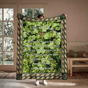 Irish Gift Blanket, An Irish Blessing May The Road Rise Up Shamrock Celtic Pattern Flannel Throw, Soft Cozy Warm Nap Blanket for Bedroom Living Room Couch, St Patrick's Day Gift for Her Him Friend, Christmas Birthday Holiday Present