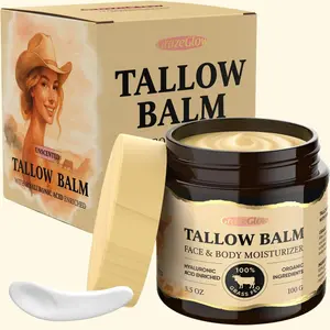 Beef Tallow Balm with Hyaluronic Acid Enriched, Organic Ingredients, Grass-Fed, Deep Skin Hydration, Face & Body Moisturizer 3.5oz/100g