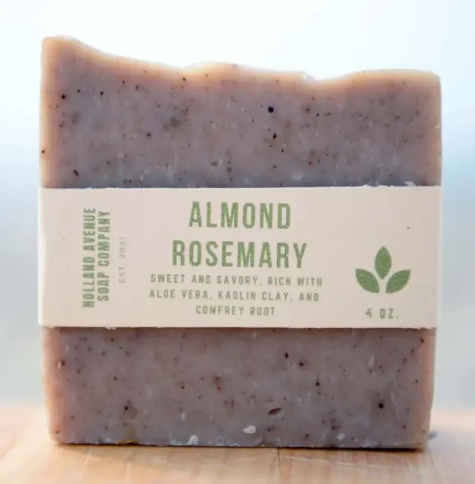 Holland Avenue Soap Co. Almond Rosemary Soleseife Bar Soap