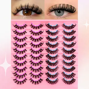 20 Pairs D Curl Cat Eye False Eyelashes, Mixed Styles, Curled, Fluffy and Voluminous, Natural Look, Comfortable, Versatile for Various Occasions, Cosmetic, Makeup