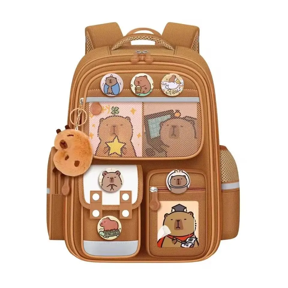 Capybara Children School Bags For Boys Girls Kids Alleviate Burden Protecting Spine Widen Straps School Backpack School Book Bag
