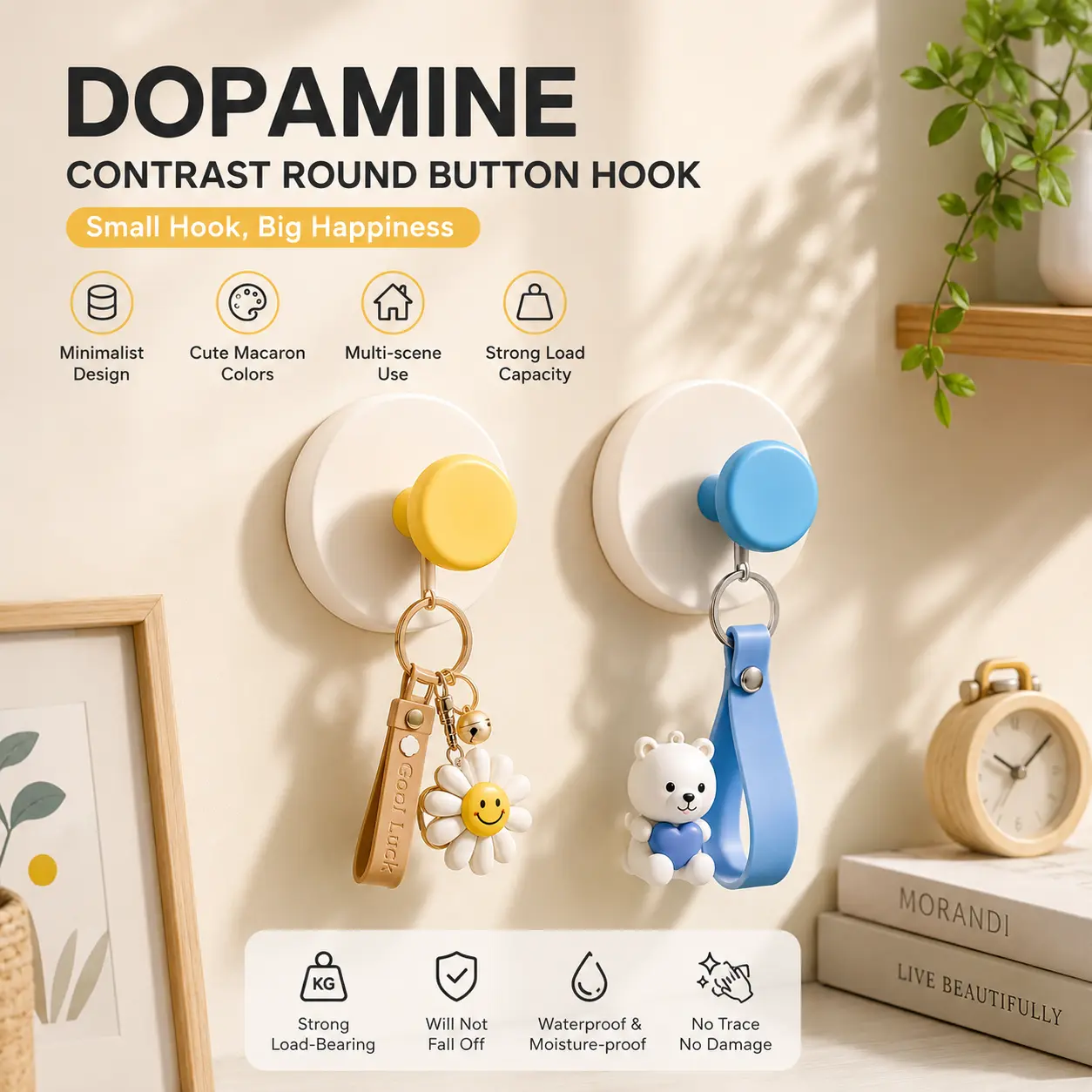 4PCS Suction Cup Wall Hooks, No-Drill Foldable Hooks for Bathroom, Kitchen & Home Storage