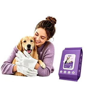 Extra-Thick Plant-Based Pet Grooming Wipes for Dogs & Cats - Lick-Safe, Sticky Hair Removing, Cleaning, Deodorizing - For Paws, Eyes, Ears, Body (20 Pack)