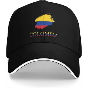 Colombian Colombia Flag Sandwich Cap Unisex Baseball Cap Trucker Dad Hat for Men Women Adjustable Peaked Fashion Outdoors Funny Golf Sunhat Black