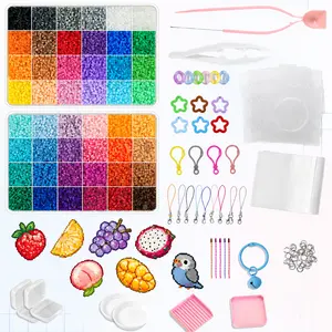 【Graduation party gifts 】48/72/96-Color Fuse Beads Kit, 2.6mm Mini Perler Beads Set with Pegboards, Ironing Paper & Tweezers for DIY Pixel Art, Keychains & Jewelry Making, Arts & Crafts Gift - Fun Summer At-Home Activity,summervibes
