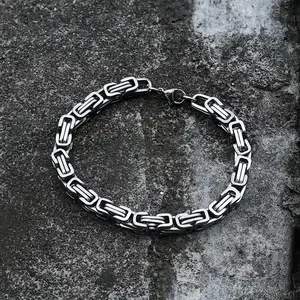 GTHIC Classic Byzantine Link Chain Stainless Steel Bracelet For Men Fashion Accessories For Daily Wear