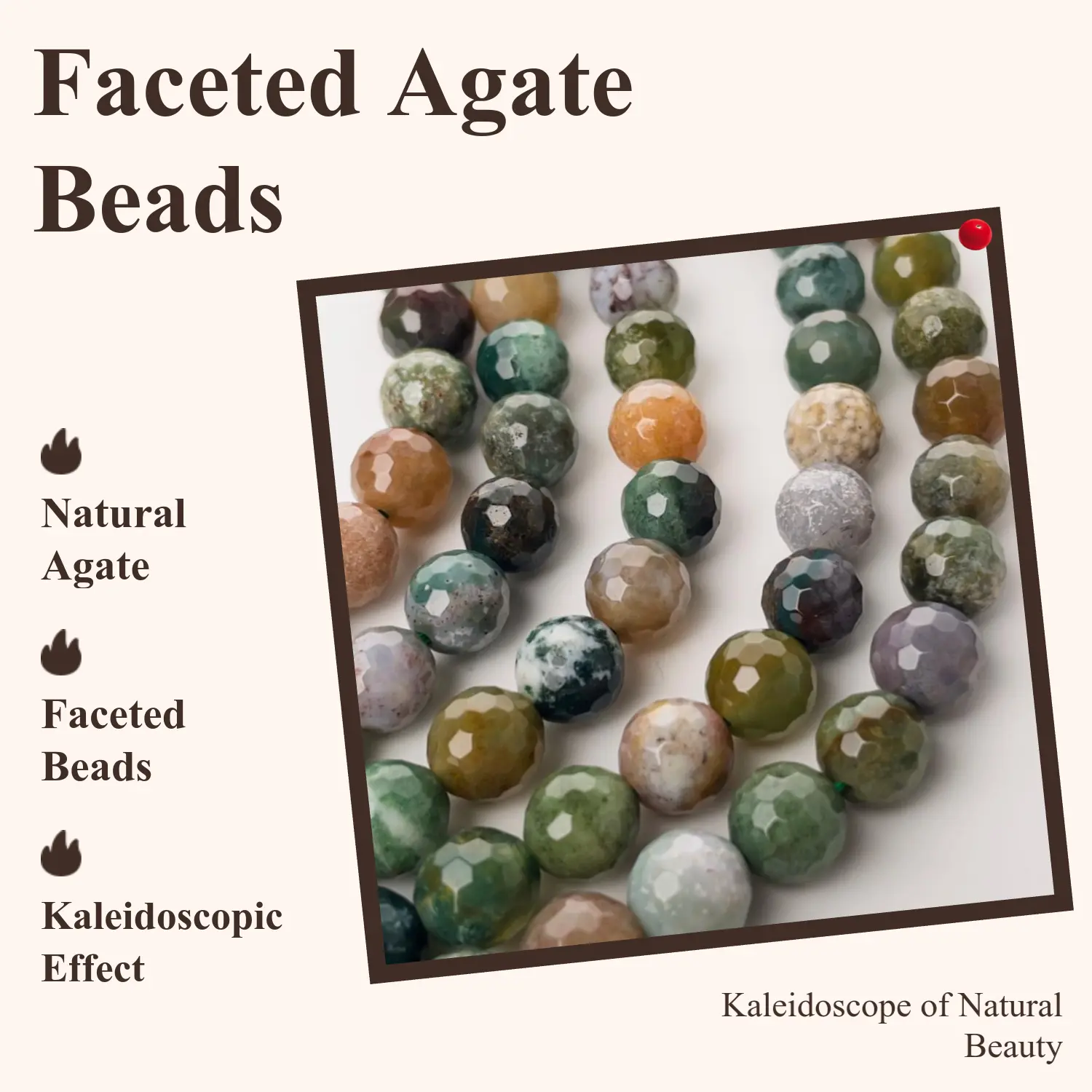 Natural Faceted Indian Agate - long strand(about 47 beads)
