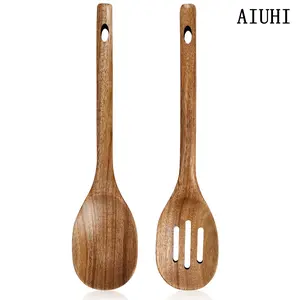 Durable Wooden Spoons Set, Perfect for Stirring & Eating, Ideal for Daily Use, Stylish Design, 2 Pieces