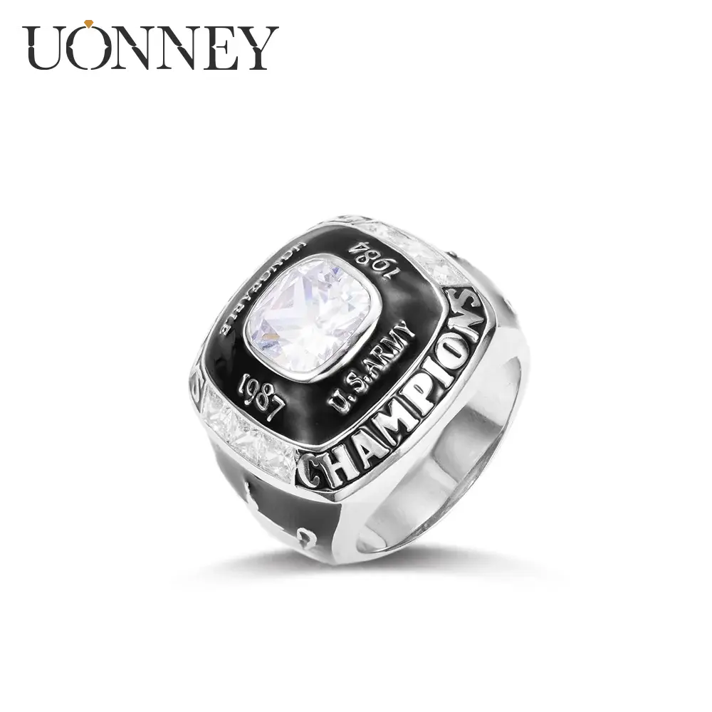 UONNEY Dropshipping Customized Black Gold Color Gem Championship Ring Fashion Jewelry for Football Basketball Baseball Lovers