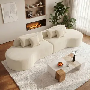 Oversized Modern Curved Cloud Couch Sectional, Boneless Compression Sofa, Modular Sectional Couches, High Density Foam Deep seat Couch with Pillows, Corduroy Sofa for Living Room Office