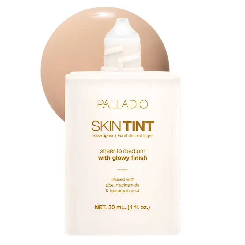Palladio Tinted Skin Tint Foundation Bottle - 30 ml Cosmetic, Aloe/Niacinamide/Hyaluronic Acid, Sheer-to-Medium Coverage, Glowy Aesthetic Glow Finish, Moisturizing, Breathable, Light on Skin, Blurring, Vegan & Cruelty-Free, Daily Clean Girl Makeup