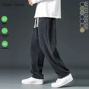 Clean Gent Men's Loose Fit Jogger Pants with Drawstring Waistband, Pocket Design Casual Straight-Leg Sports Pants, Suitable for All Seasons Outdoor Activities Men's Casual Trousers