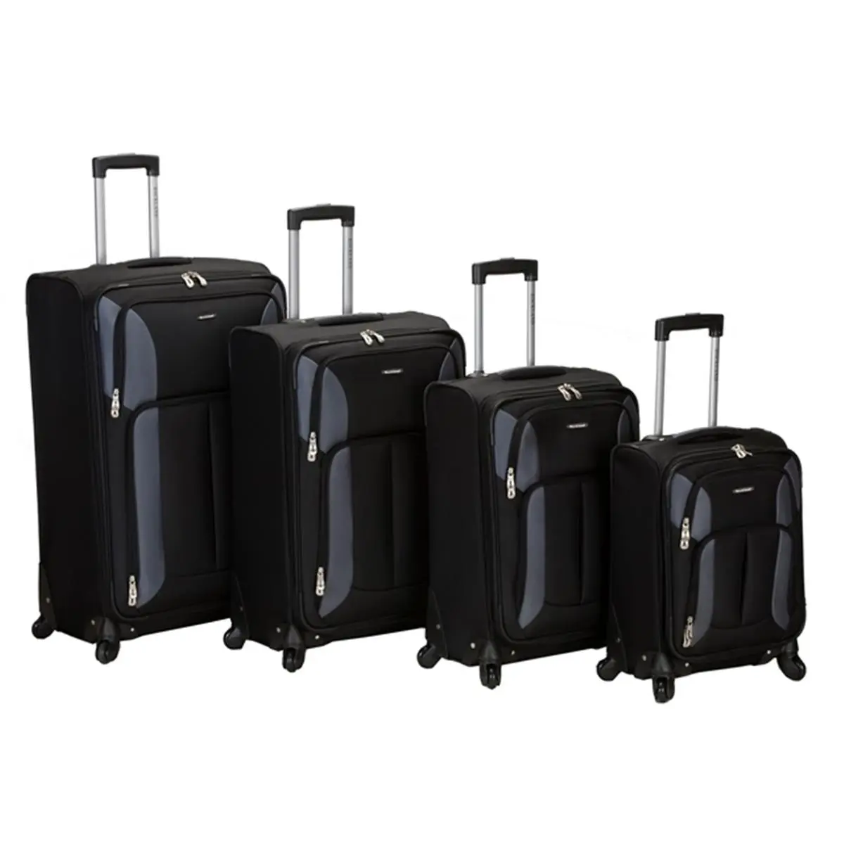 212 MAIN 4-Pc Nylon Impact Spinner Travel Luggage Set - 360° Rotation Design, 18"x15"x9" & 26"x17"x10" Compact Mini for Travelers