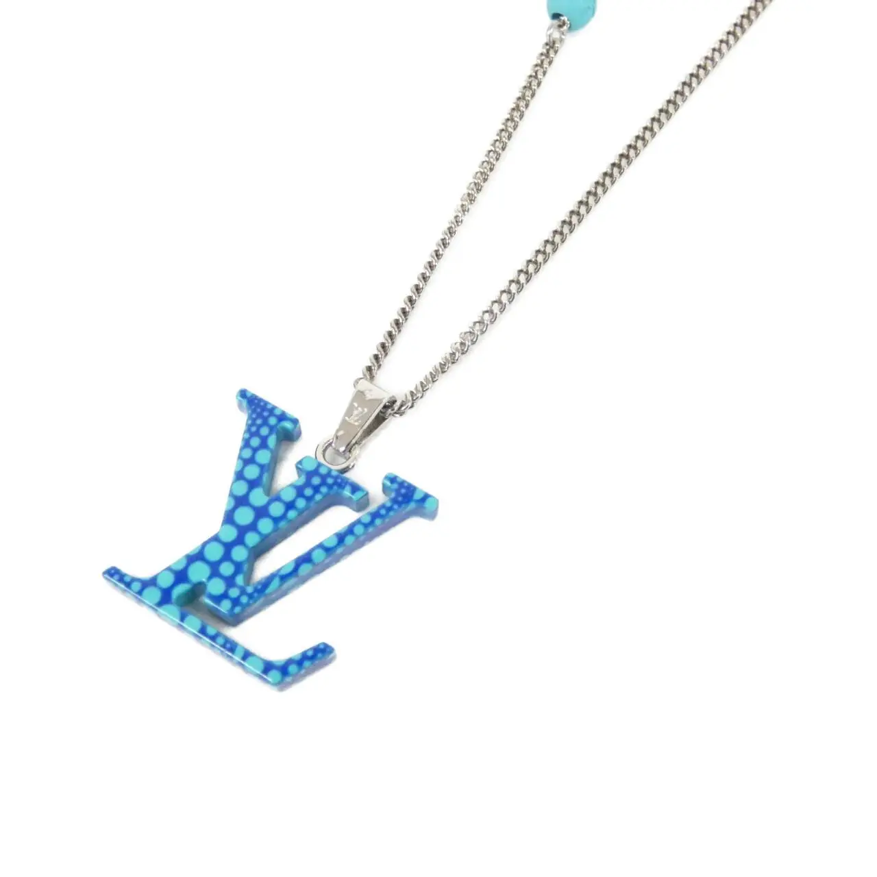 Pre-owned Louis Vuitton Sterling Silver 925 (Ag925) Small Leather Goods LV X YK Pendant Necklace